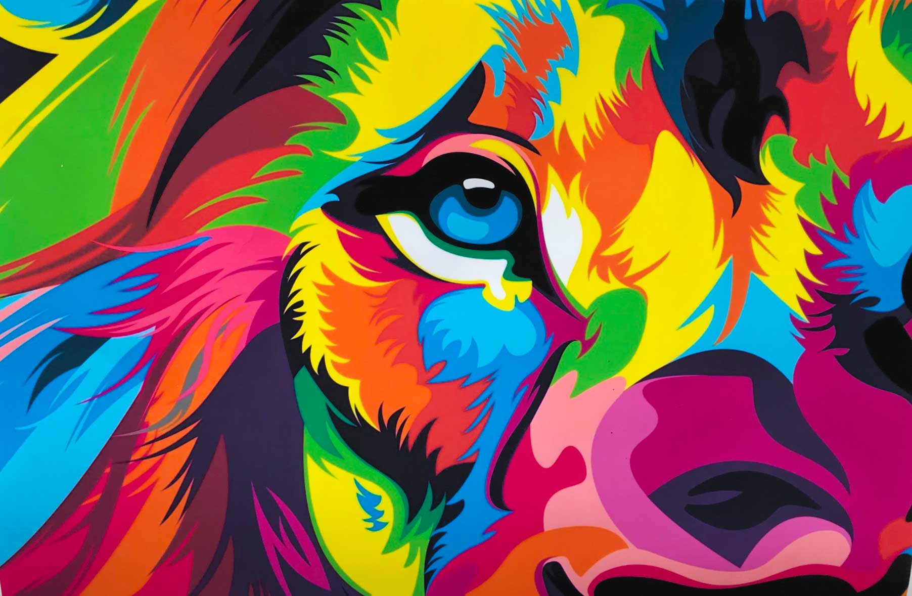 toile artistique lion couleur